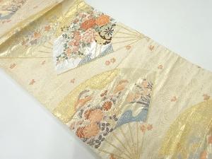 扇面に花車模様織出し袋帯